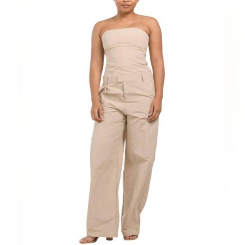 Zara Strapless Tan Jumpsuit